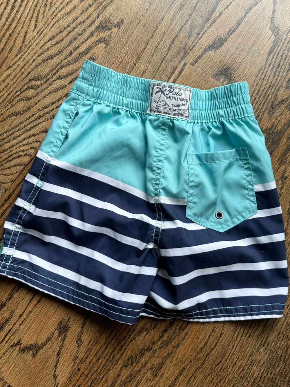 Ralph Lauren Toddler Swim Shorts in Aqua & White